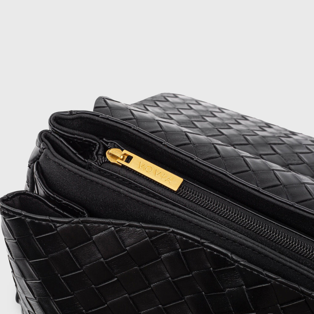 Sac à bandoulière tissé édition limitée Ciara Vintage – Sac à main en cuir noir