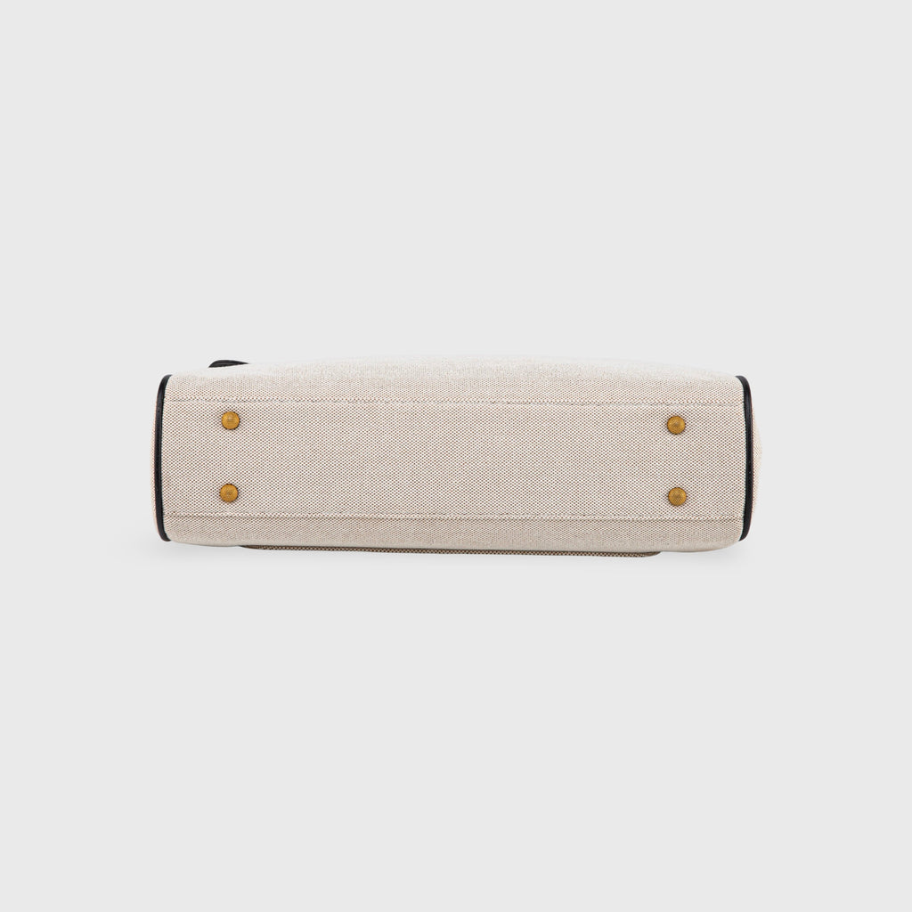Sac à main Ciara Essential à poignée supérieure – Toile beige et cuir noir