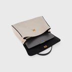 Sac à main Ciara Essential à poignée supérieure – Toile beige et cuir noir