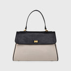 Sac à main Ciara Essential à poignée supérieure – Toile beige et cuir noir