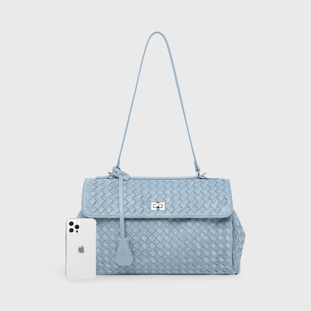 Sac tissé vintage Ciara – Daim bleu clair