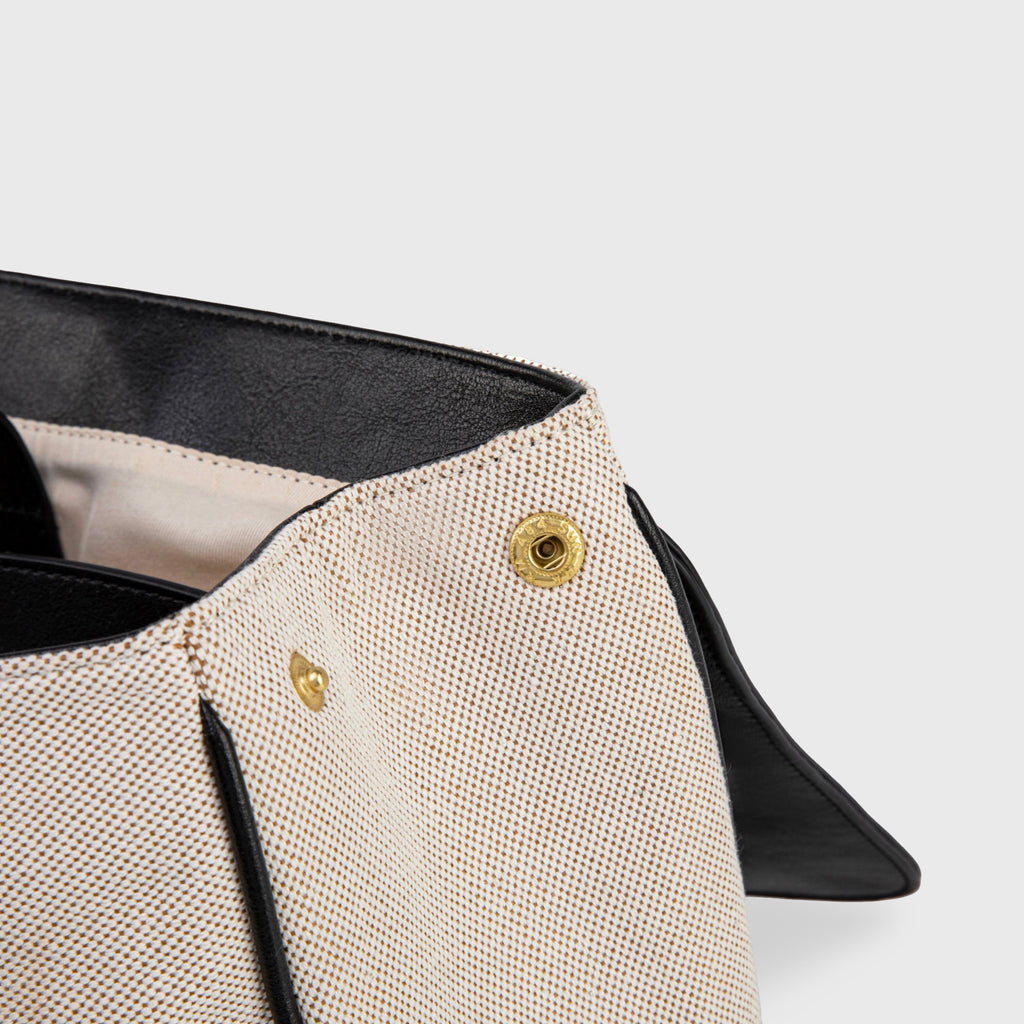 Sac à main Ciara Essential à poignée supérieure – Toile beige et cuir noir