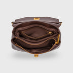 Petit sac porté épaule Ciara – Sac à rabat en cuir marron foncé avec bandoulière