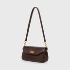 Petit sac porté épaule Ciara – Sac à rabat en cuir marron foncé avec bandoulière