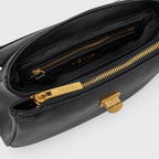 Petit sac porté épaule Ciara – Sac à rabat en cuir noir avec bandoulière