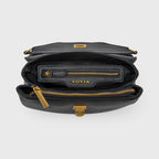 Petit sac porté épaule Ciara – Sac à rabat en cuir noir avec bandoulière