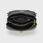 Petit sac porté épaule Ciara – Sac à rabat en cuir noir avec bandoulière