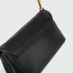 Petit sac porté épaule Ciara – Sac à rabat en cuir noir avec bandoulière