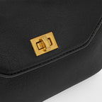 Petit sac porté épaule Ciara – Sac à rabat en cuir noir avec bandoulière