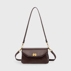 Petit sac porté épaule Ciara – Sac à rabat en cuir marron foncé avec bandoulière