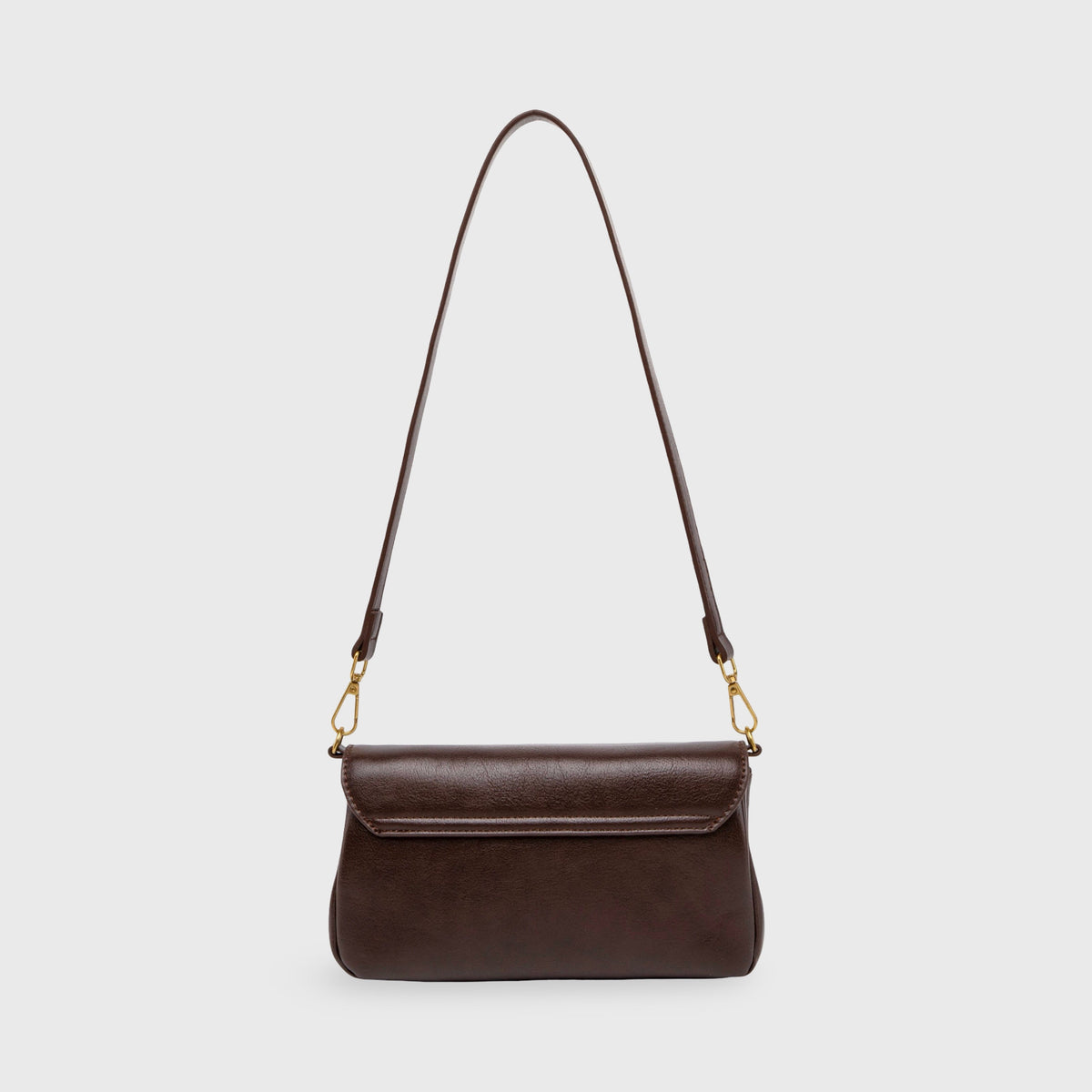 Petit sac porté épaule Ciara – Sac à rabat en cuir marron foncé avec bandoulière