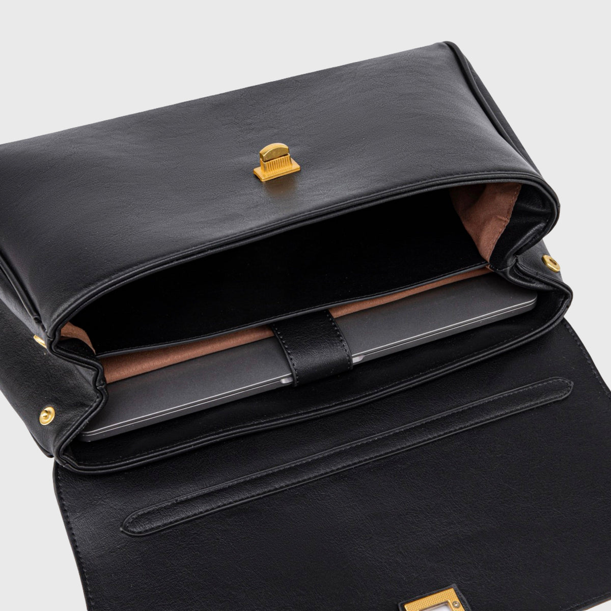 Ciara Essential Top Handle Bag – Black Leather Handbag