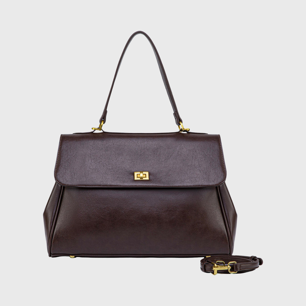 Ciara Essential Top Handle Bag – Dark Brown Leather Handbag