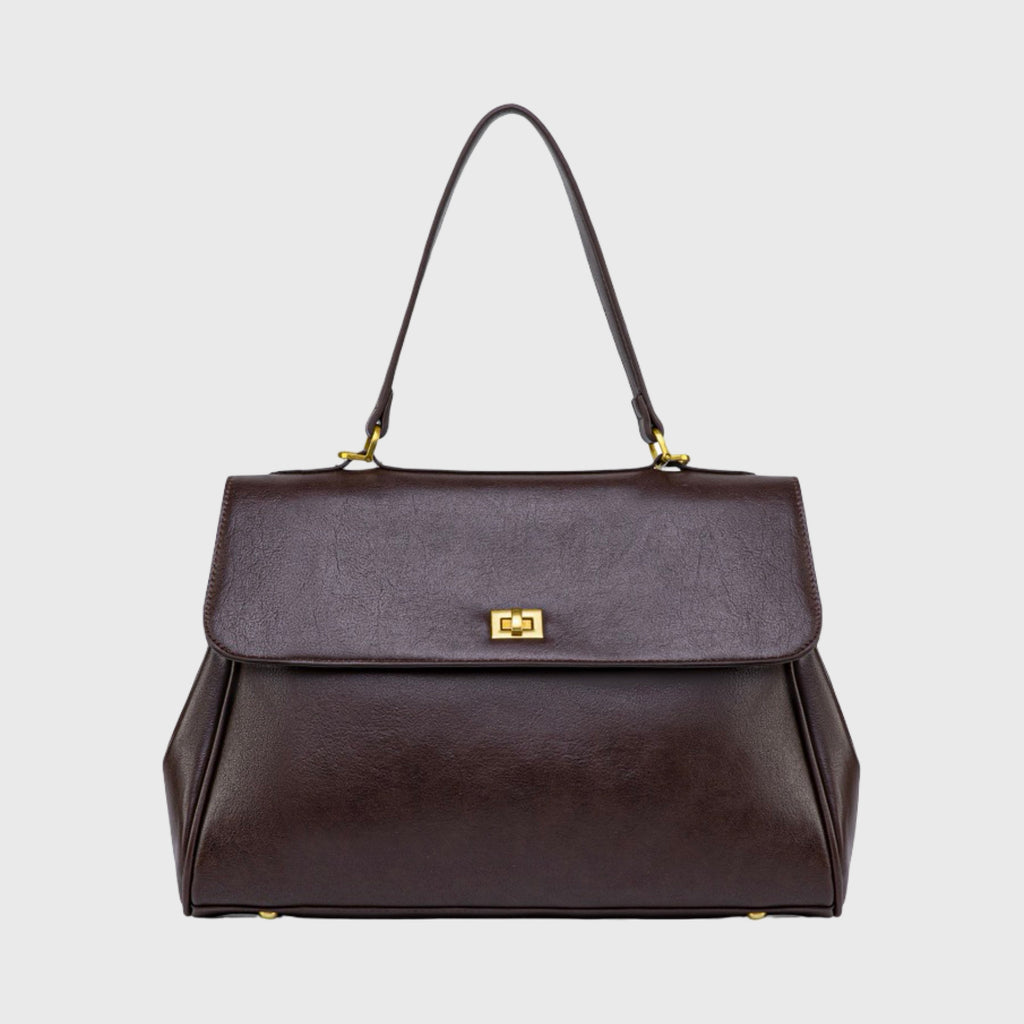 Ciara Essential Top Handle Bag – Dark Brown Leather Handbag