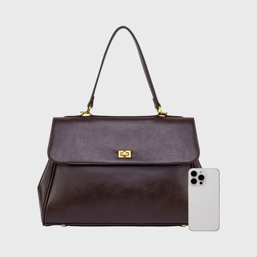 Ciara Essential Top Handle Bag – Dark Brown Leather Handbag