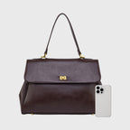 Ciara Essential Top Handle Bag – Dark Brown Leather Handbag