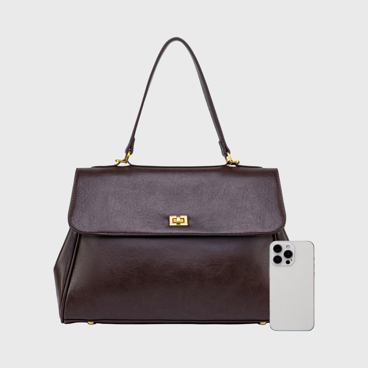 Ciara Essential Top Handle Bag – Dark Brown Leather Handbag