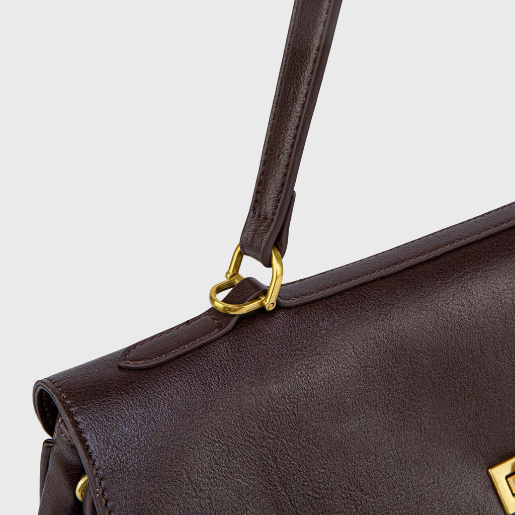 Ciara Essential Top Handle Bag – Dark Brown Leather Handbag