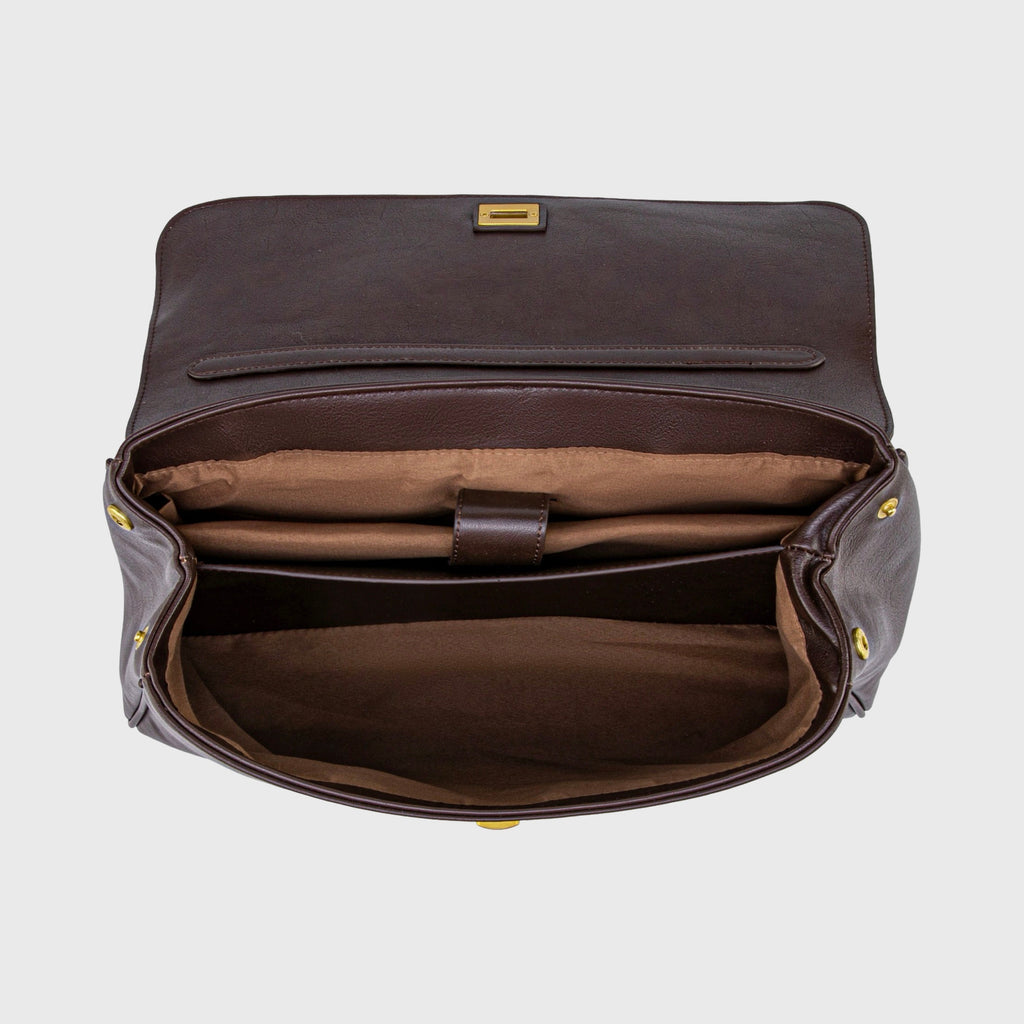 Ciara Essential Top Handle Bag – Dark Brown Leather Handbag