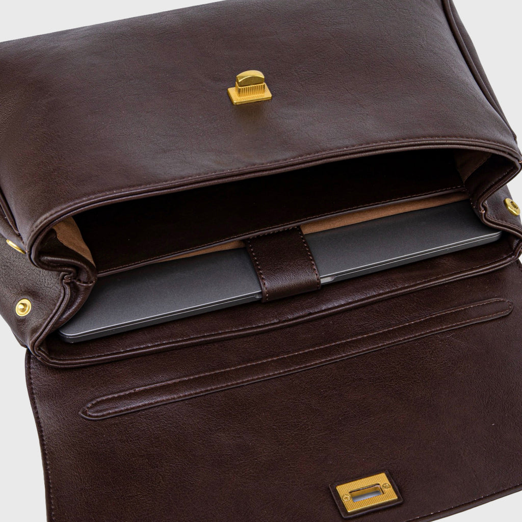 Ciara Essential Top Handle Bag – Dark Brown Leather Handbag