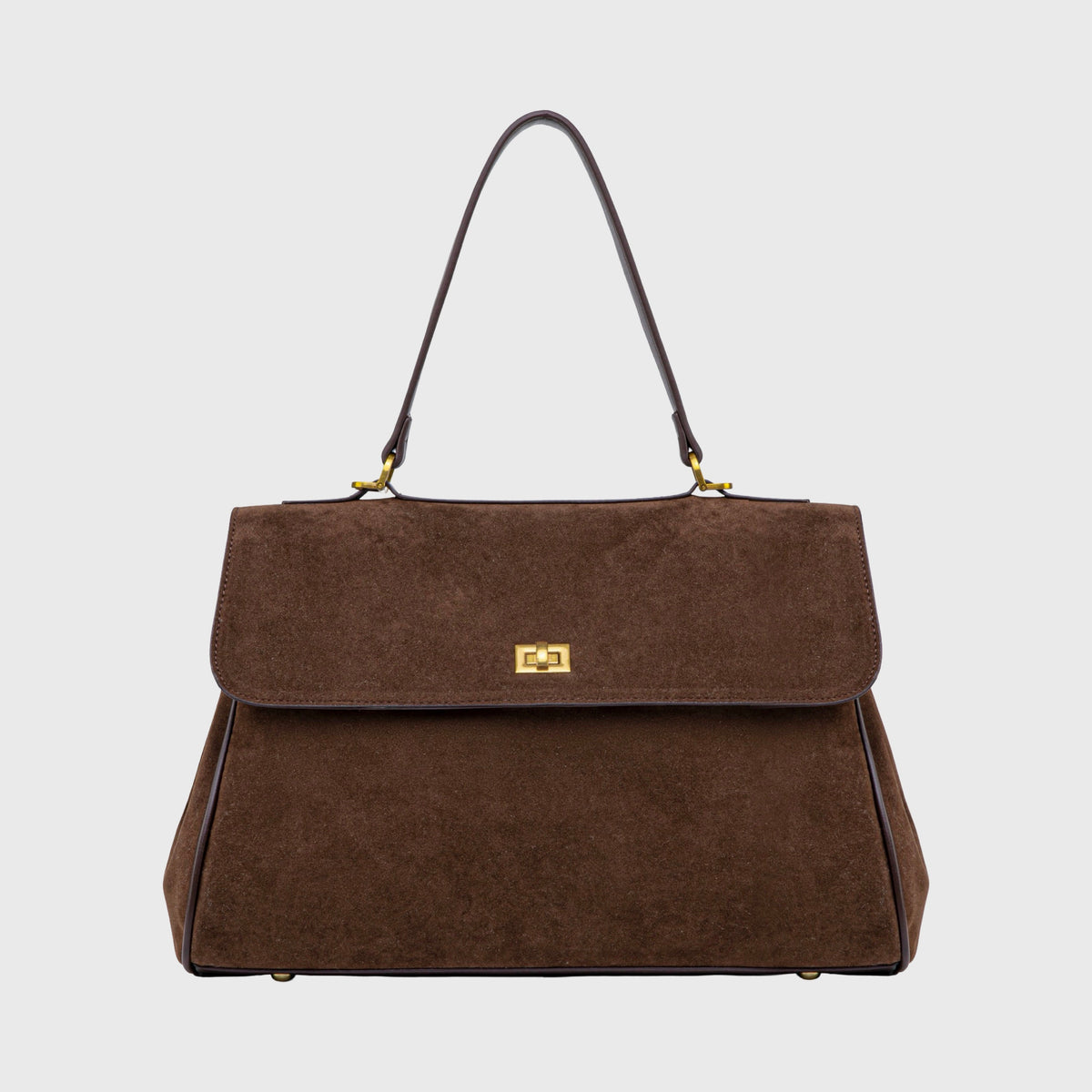 Ciara Essential Top Handle Bag – Chocolate Brown Suede Handbag