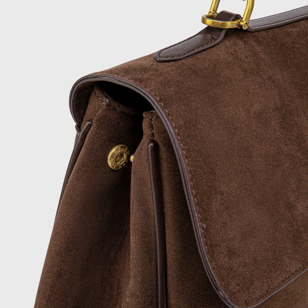 Ciara Essential Top Handle Bag – Chocolate Brown Suede Handbag