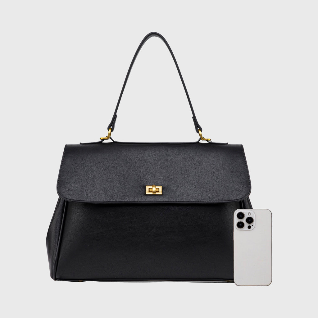 Sac à main Ciara avec poignée – Sac à main en cuir noir