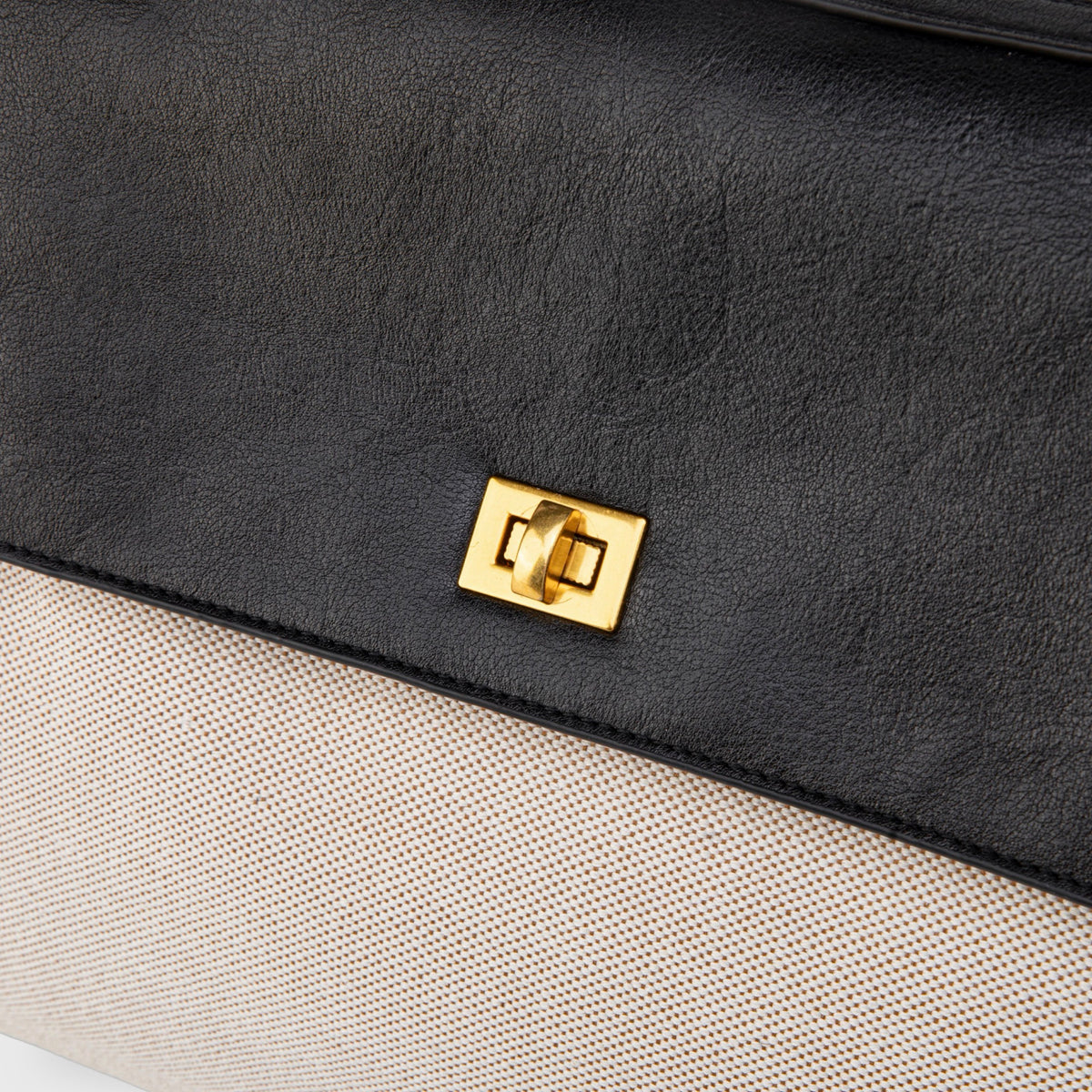 Sac à main Ciara Essential à poignée supérieure – Toile beige et cuir noir