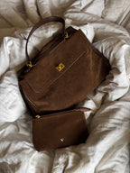 Sac à main Ciara en daim – Sac porté épaule en daim marron