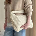 Sac hobo oversize tressé – Sac porté épaule en cuir beige