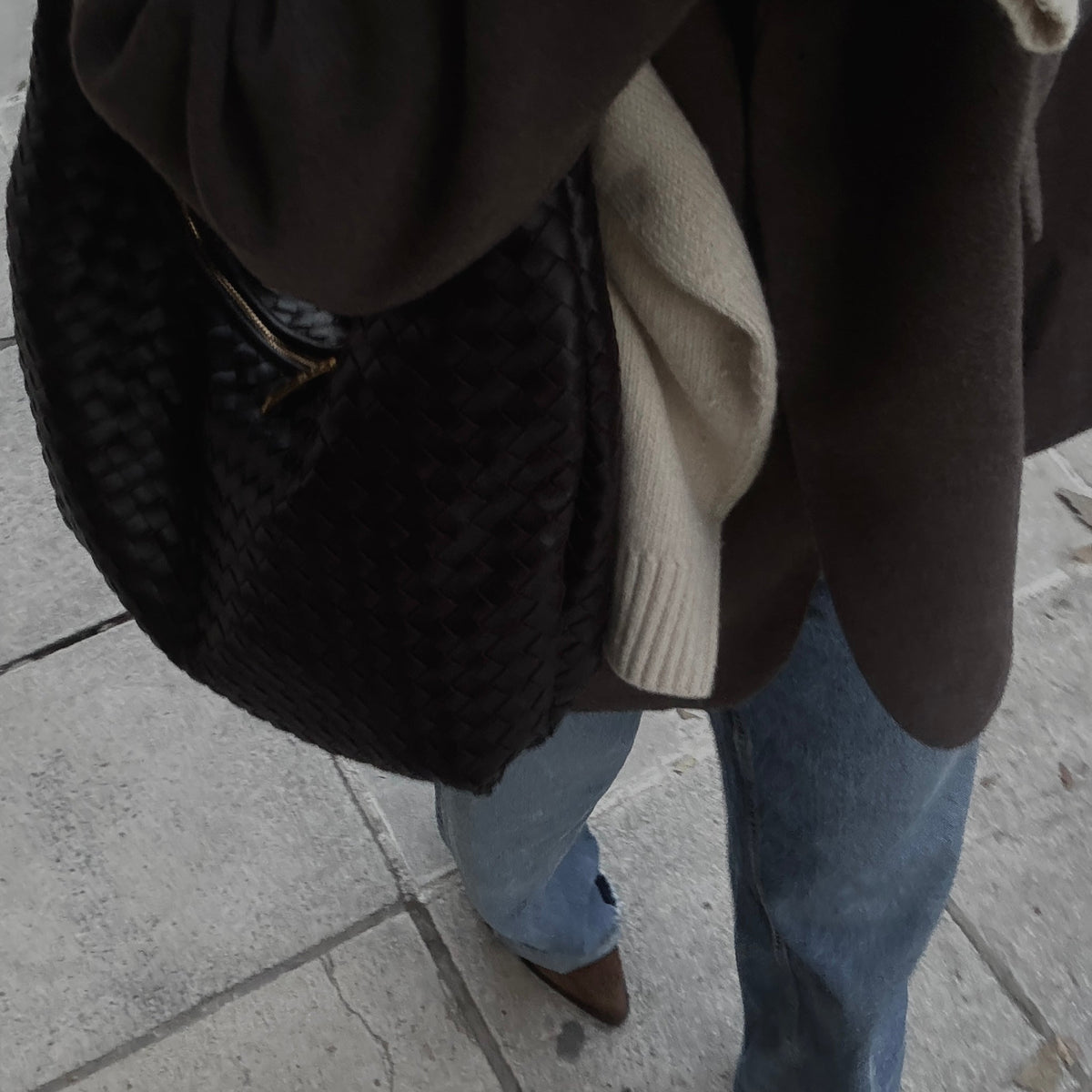 Hailey Woven Hobo Bag – Dark Brown Leather Shoulder Bag