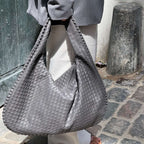 Sac hobo oversize tressé – Sac porté épaule en cuir gris