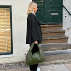 Sac hobo oversize tressé – Sac porté épaule en cuir vert olive