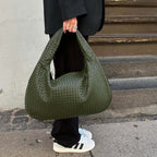 Sac hobo oversize tressé – Sac porté épaule en cuir vert olive