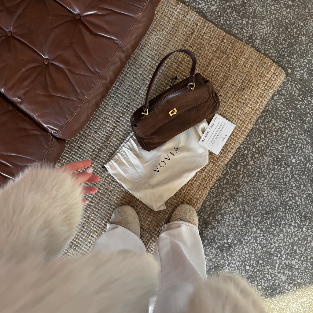 Sac à main Ciara en daim – Sac porté épaule en daim marron