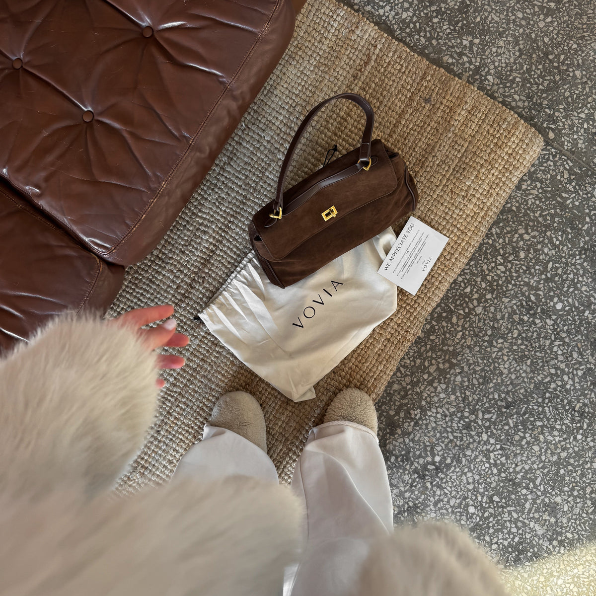 Sac à main Ciara en daim – Sac porté épaule en daim marron