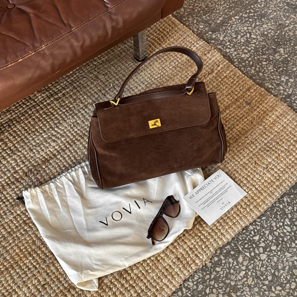 Sac à main Ciara en daim – Sac porté épaule en daim marron