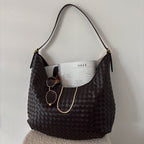 Hailey Woven Hobo Bag – Dark Brown Leather Shoulder Bag