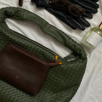 Sac hobo oversize tressé – Sac porté épaule en cuir vert olive